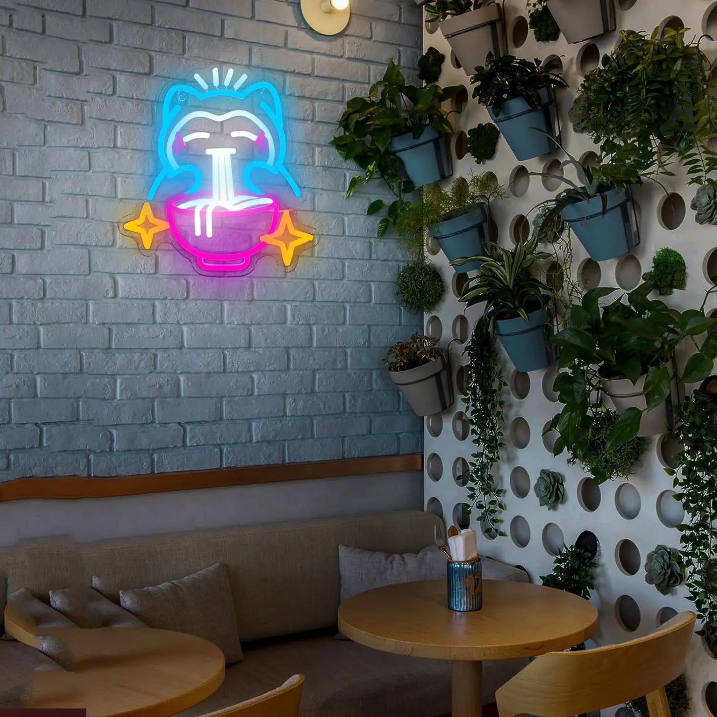 Pokemon Ramen Neon Light Cute Bear Sign Blue Dimmable Led Neon Sign