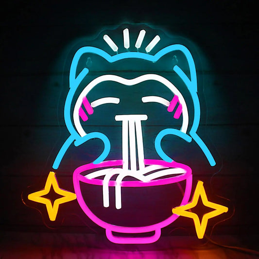 Pokemon Ramen Neon Light Cute Bear Sign Blue Dimmable Led Neon Sign