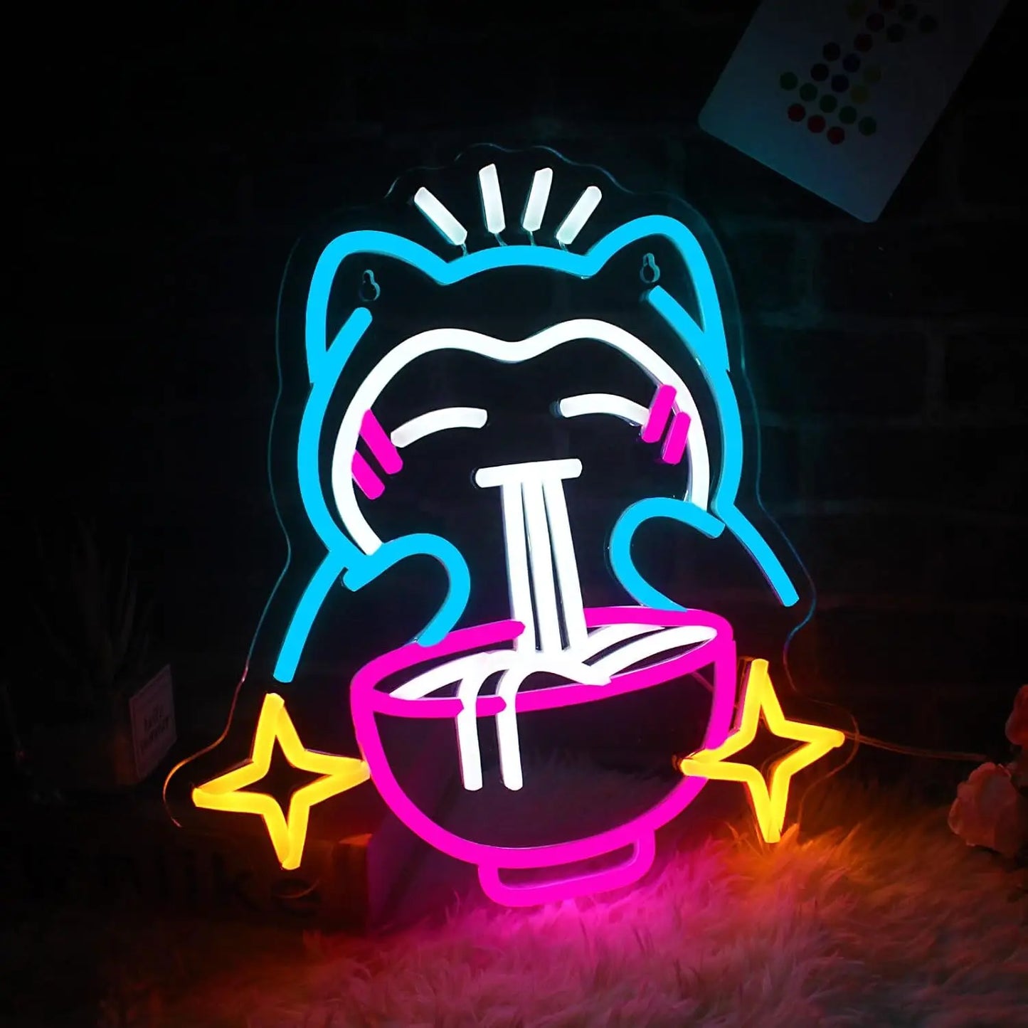 Pokemon Ramen Neon Light Cute Bear Sign Blue Dimmable Led Neon Sign