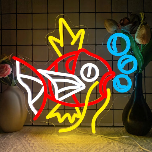 Pokemon Fish Neon Sign For Wall Decor USB Powered Neon Sign